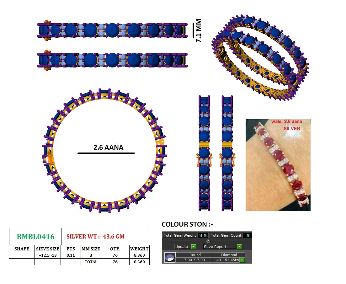 Gemstone Diamond Bangles