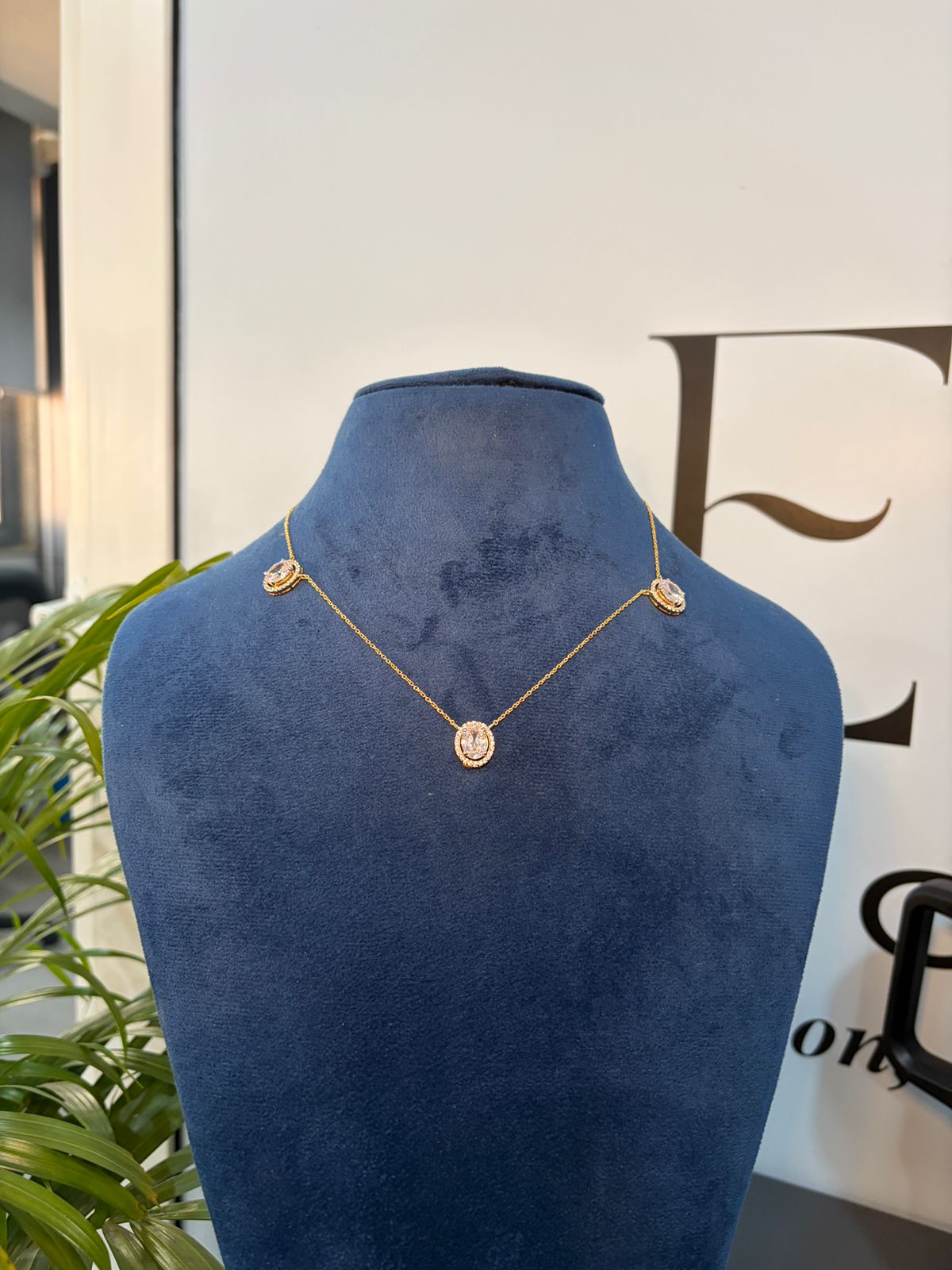 Oval Halo Trio Necklace