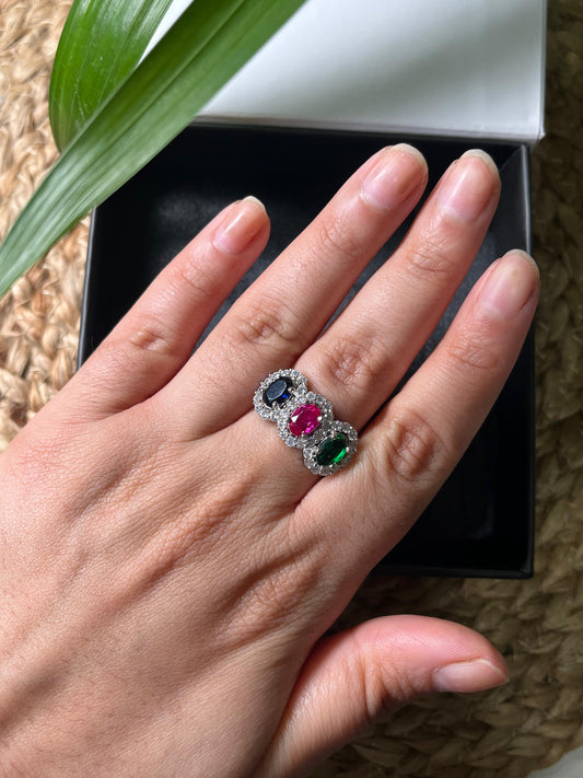 Tricolor Gemstone Ring