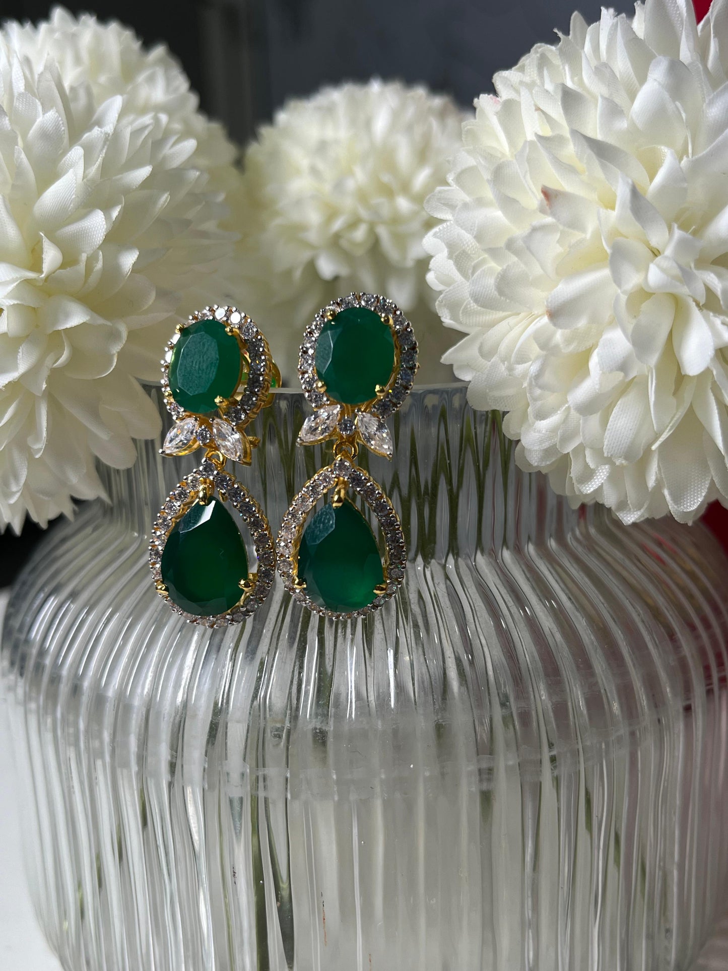 Emerald glow earrings