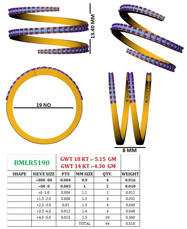 Diamond spiral ring