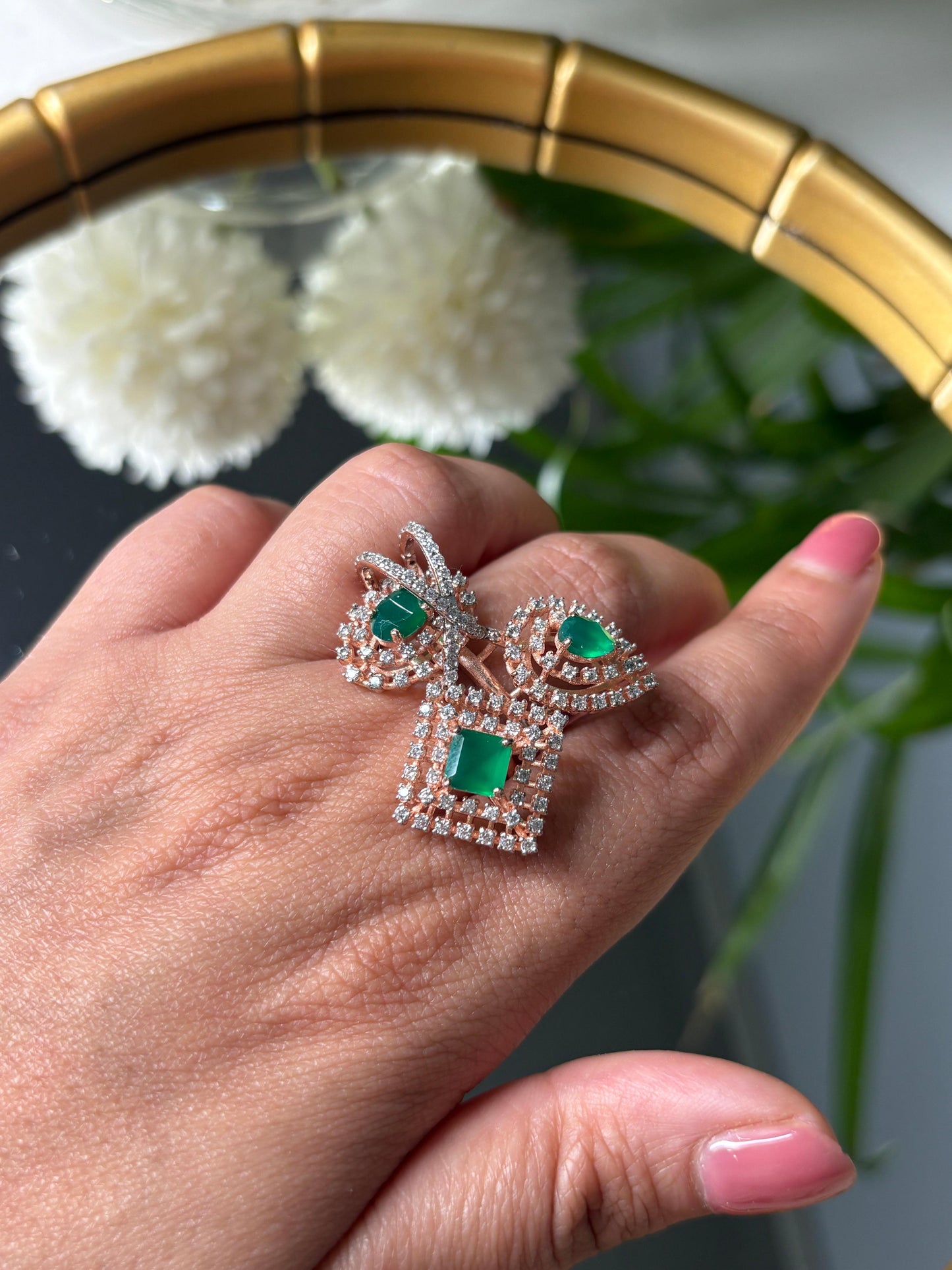 Emerald Trio Ring