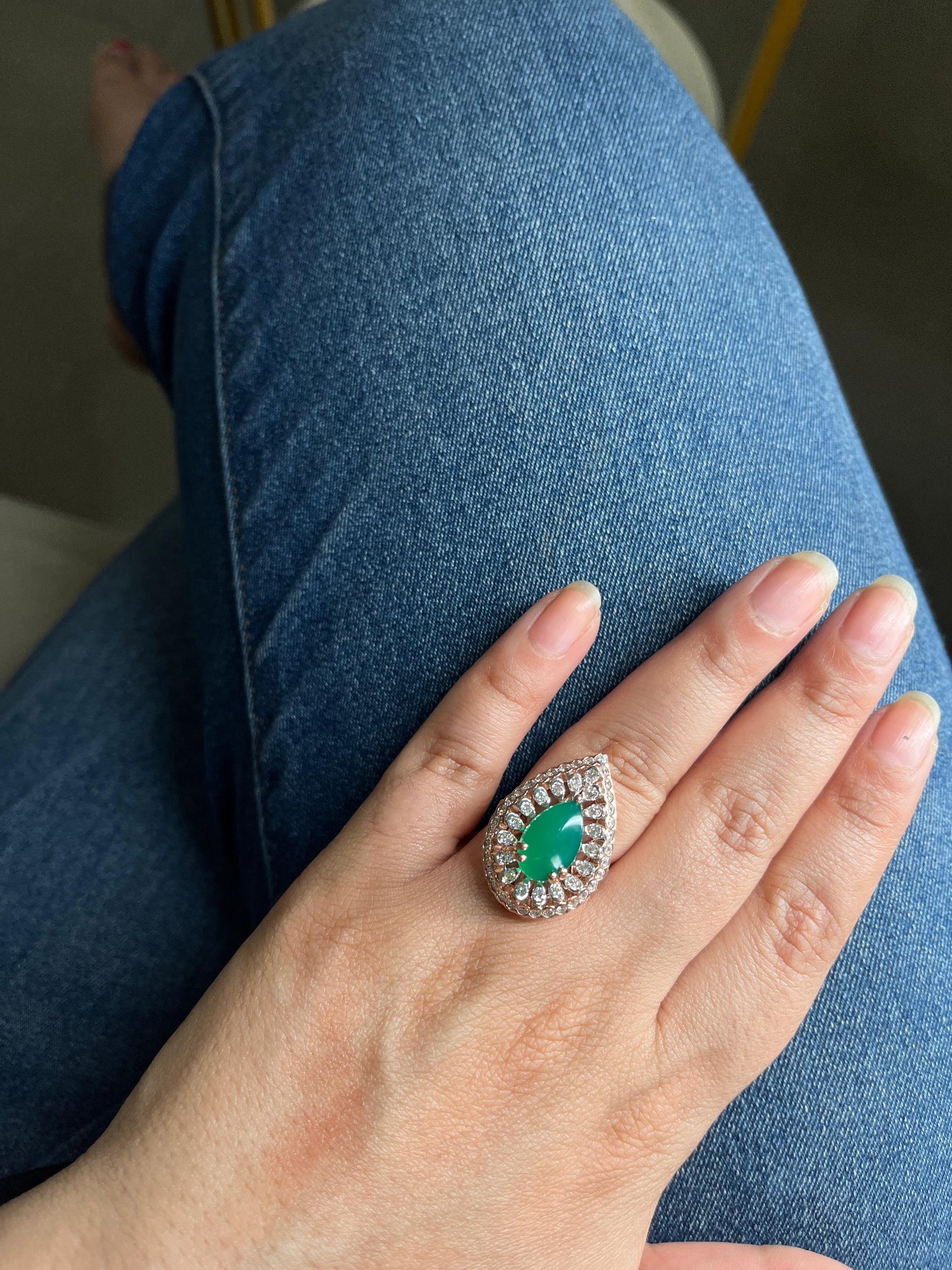 Pear Emerald Ring