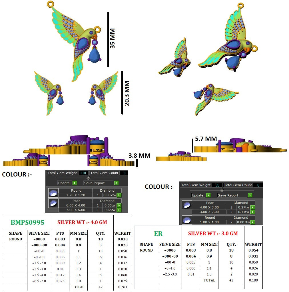 Suhana Tota Pendant Set