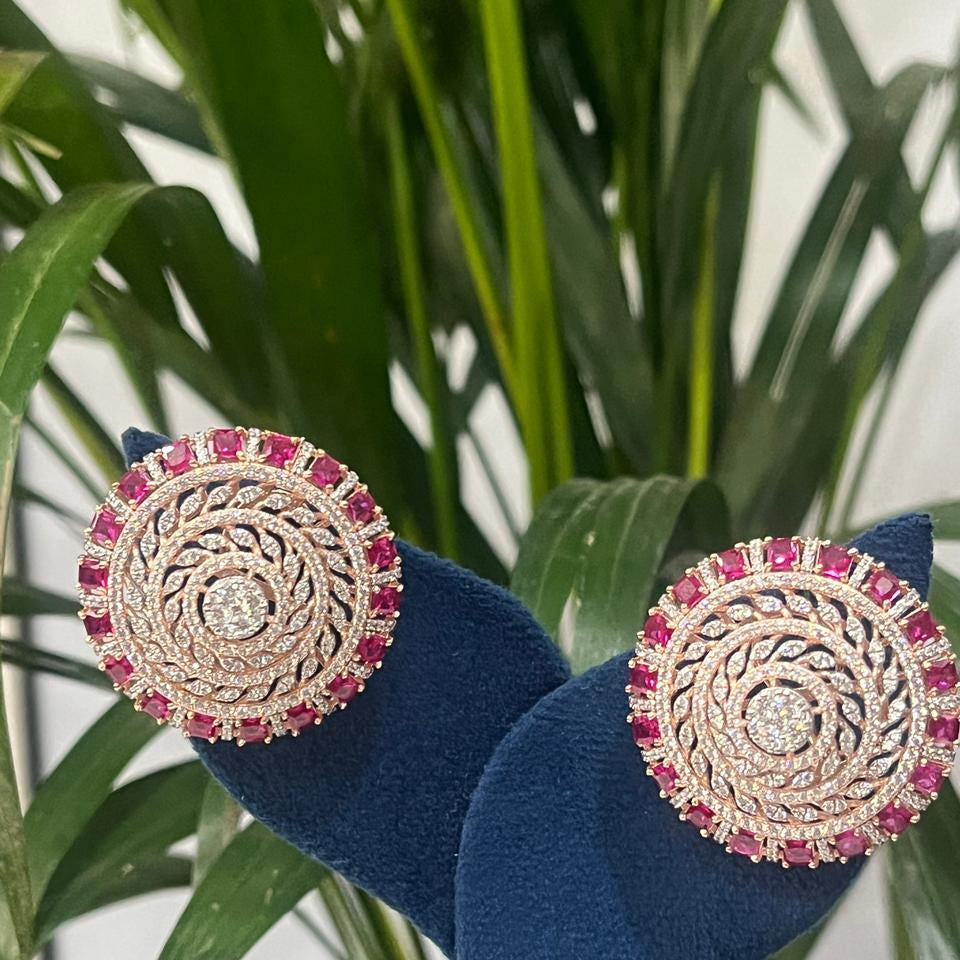 Ruby Mandala Earrings