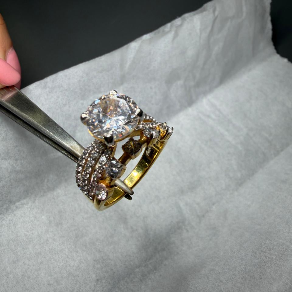 Double Band Solitaire Ring