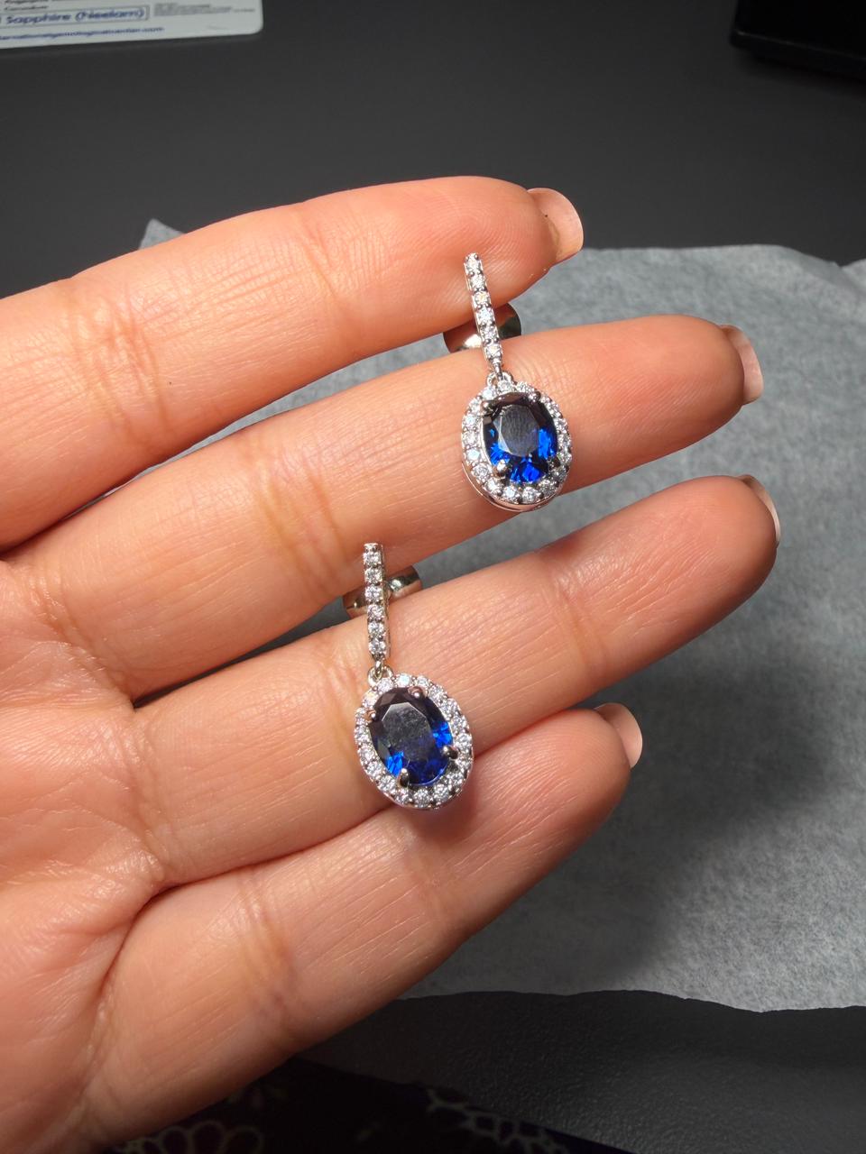 Oval Halo Drop Earrings