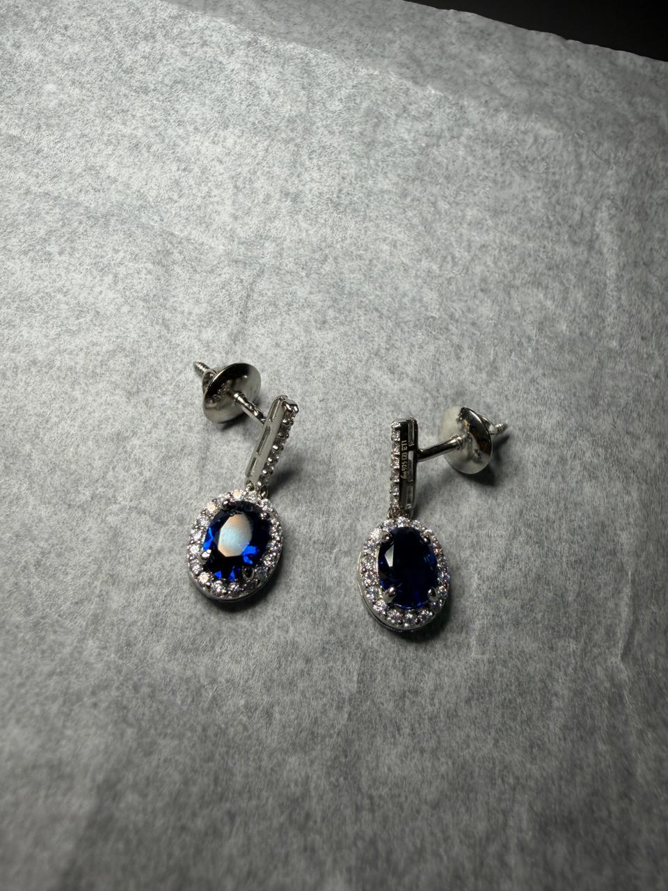 Oval Halo Drop Earrings
