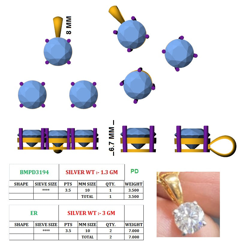 Solitaire Pendant Set