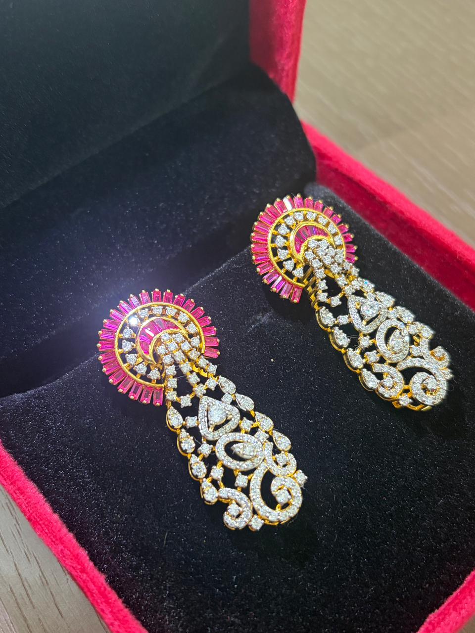 Ruby Channel Diamond Danglers