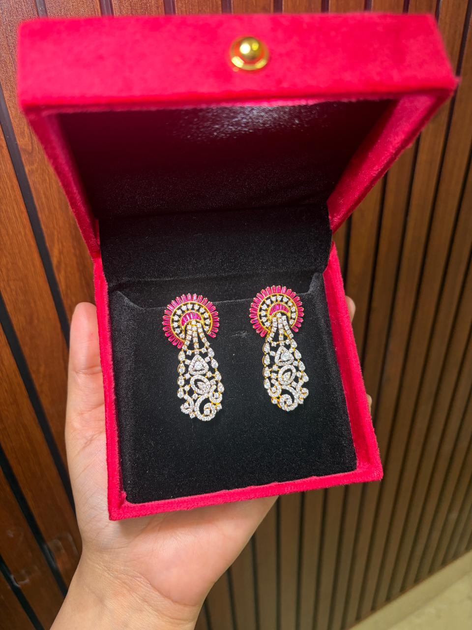 Ruby Channel Diamond Danglers