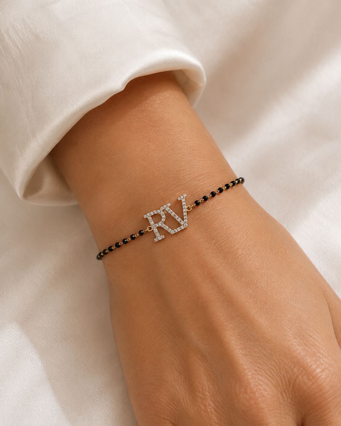 Initial Diamond Mangalsutra bracelet