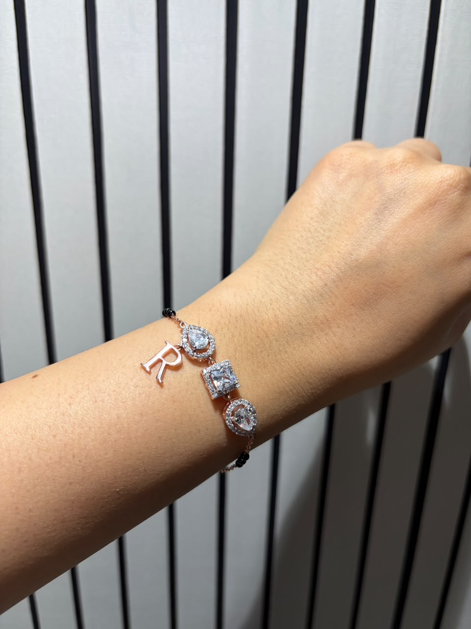 Initial Pear Princess Bracelet