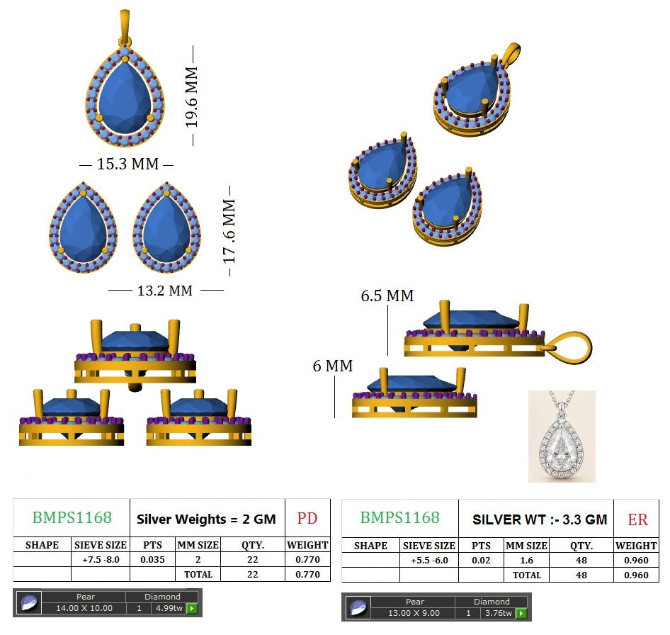Pear Halo Pendant Set
