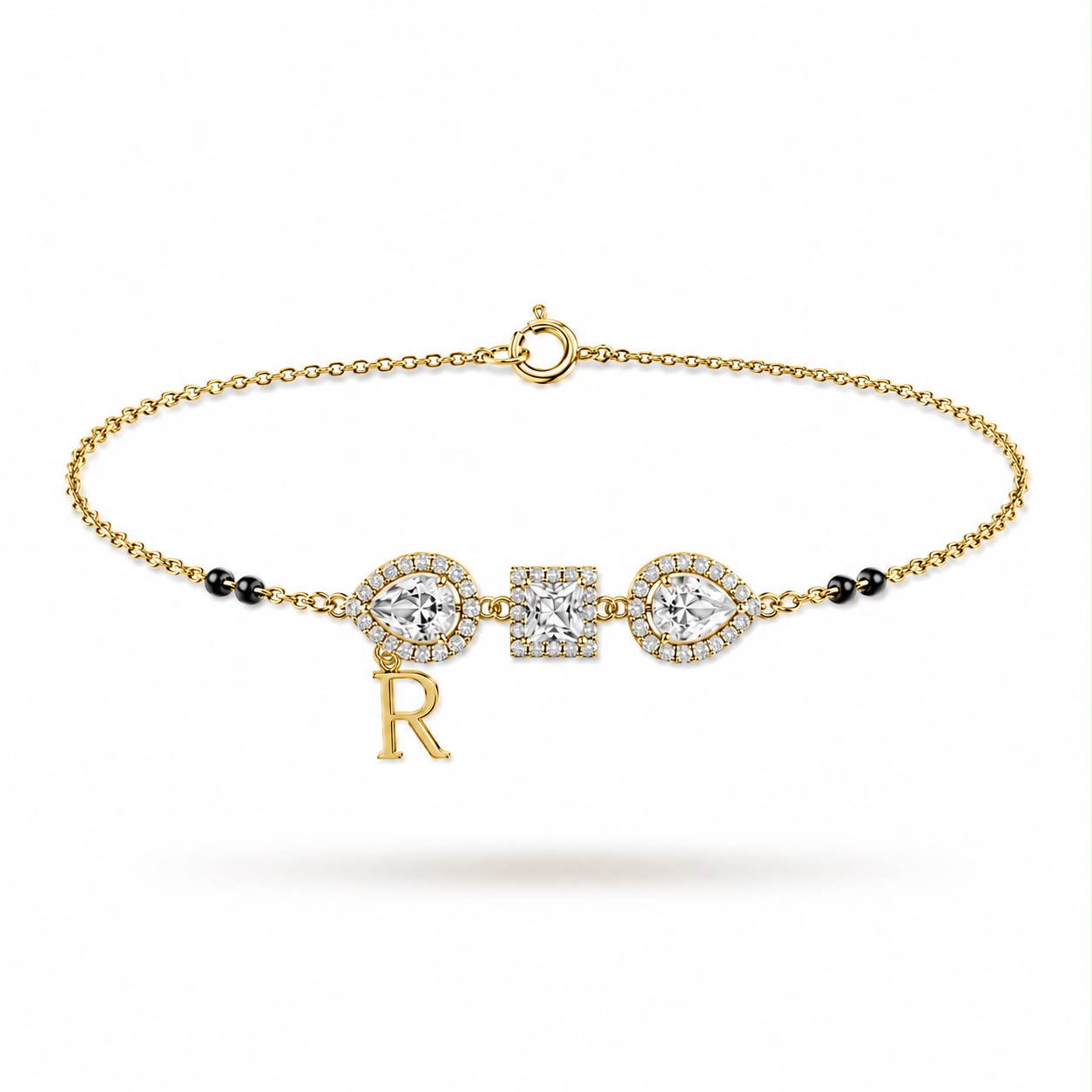 Initial Pear Princess Bracelet