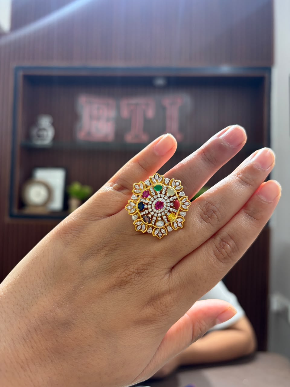 Navratna diamond ring