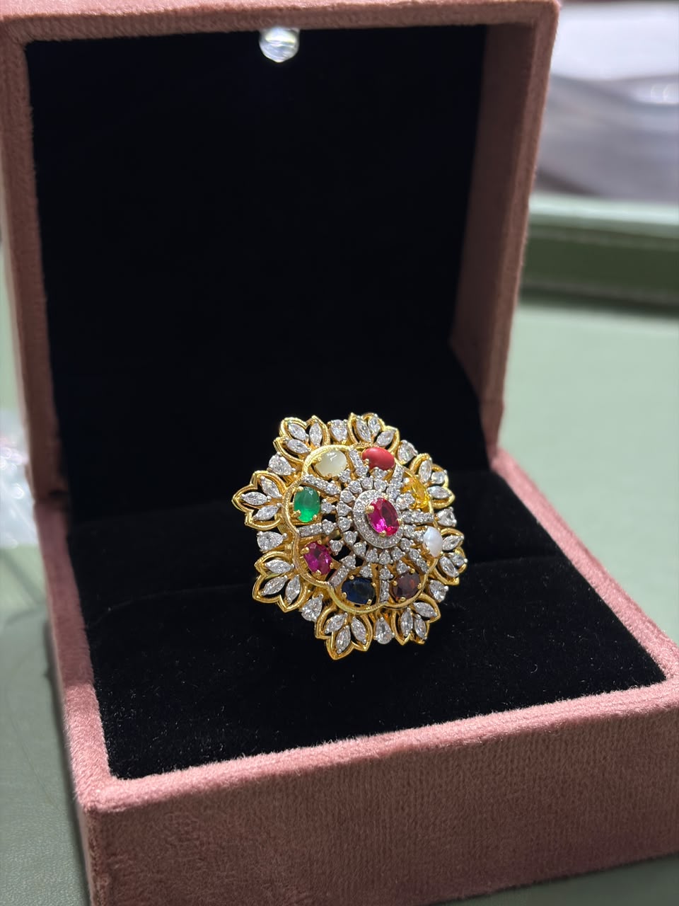 Navratna diamond ring