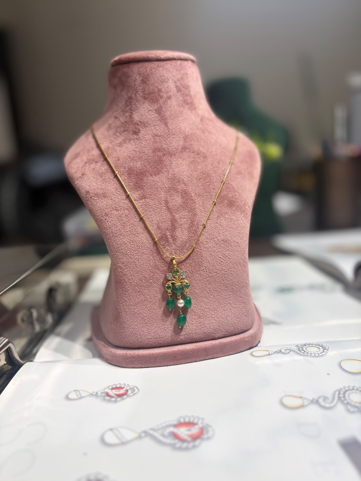 Emerald Chandelier Pendant Chain
