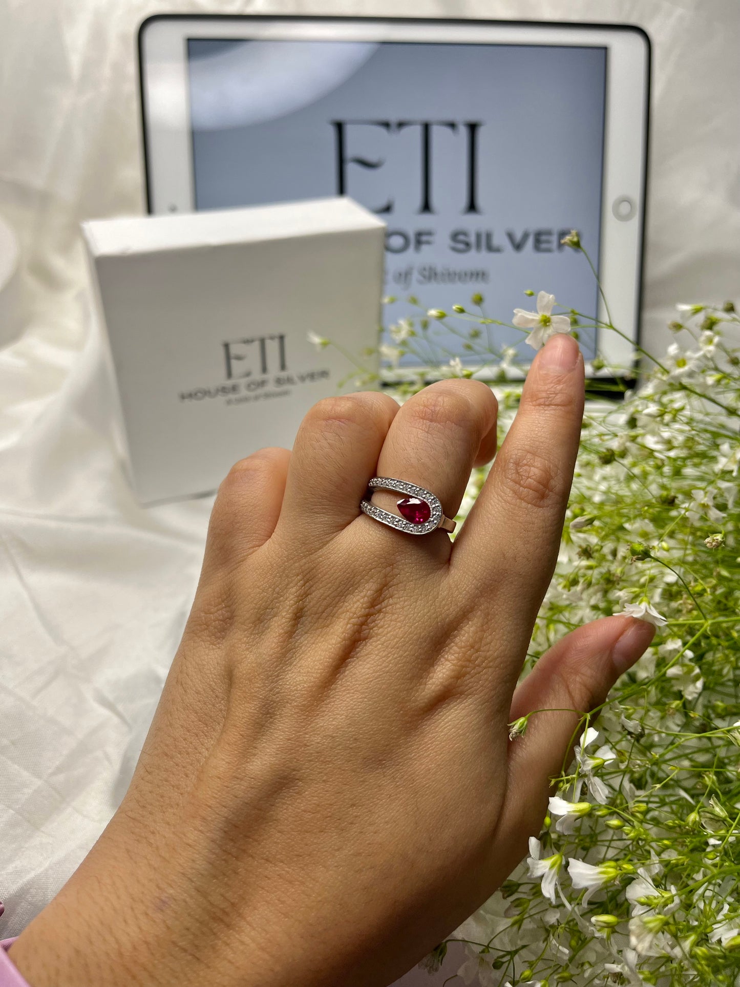 Pear Ruby Ring